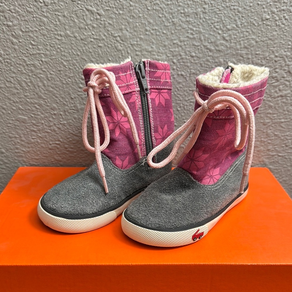 Pink and Gray Kids Boots